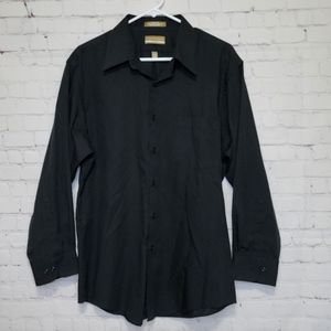 BOGO 🌷 Van Heusen Men's fitted button-down collared shirt Black 17 xlarge 32/33